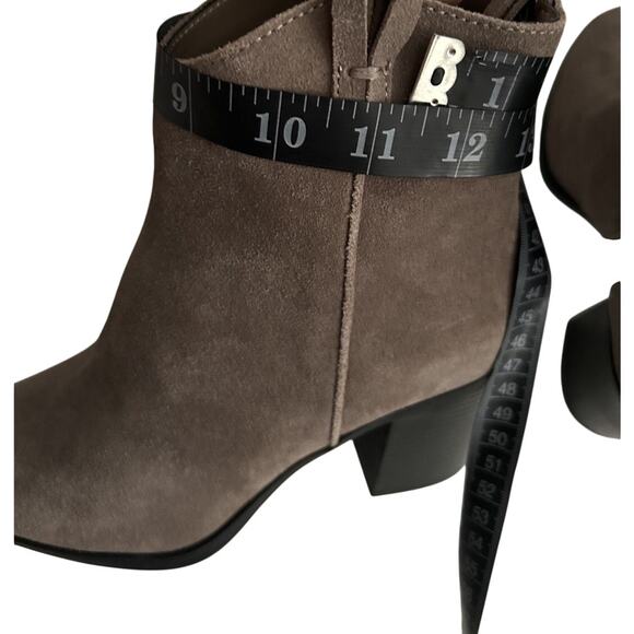 NWOB Mia Pewter Leather Suede Short Boots Zipper Stacked Heel-8M - Picture 13 of 13